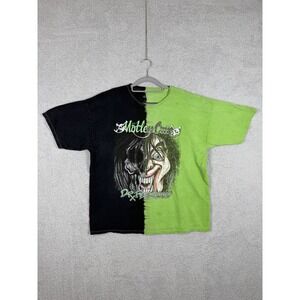 Motley Crue Dr Feelgood Split Dye Green Black Graphic Print Tee Shirt Size 2XL